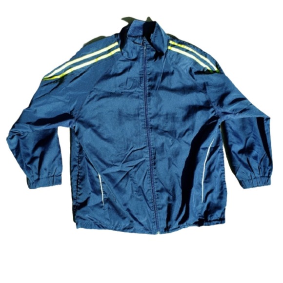 Windbreaker Lightweight Jacket Navy Yellow Stripes Twee Mens Sz M - Picture 1 of 9